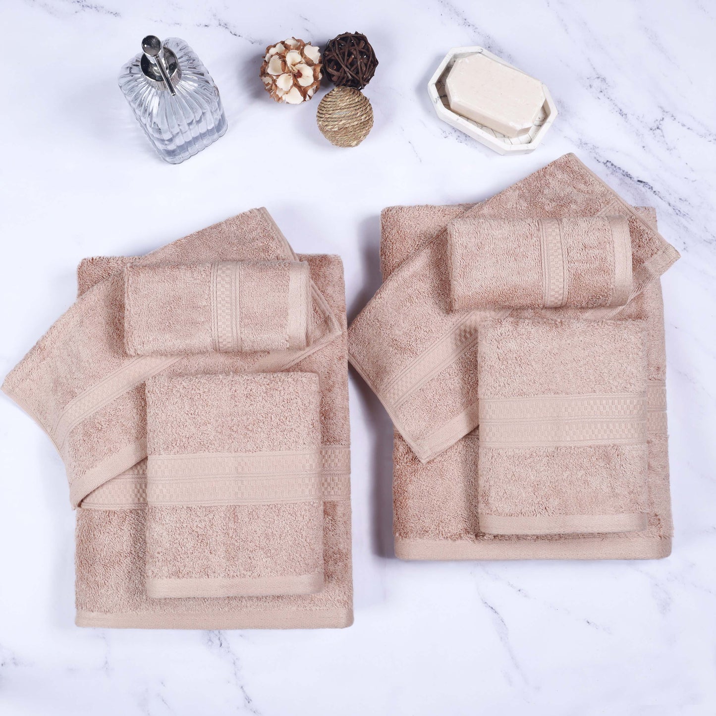 Ultra-Soft Rayon from Bamboo Cotton Blend 8 Piece Towel Set - Sand