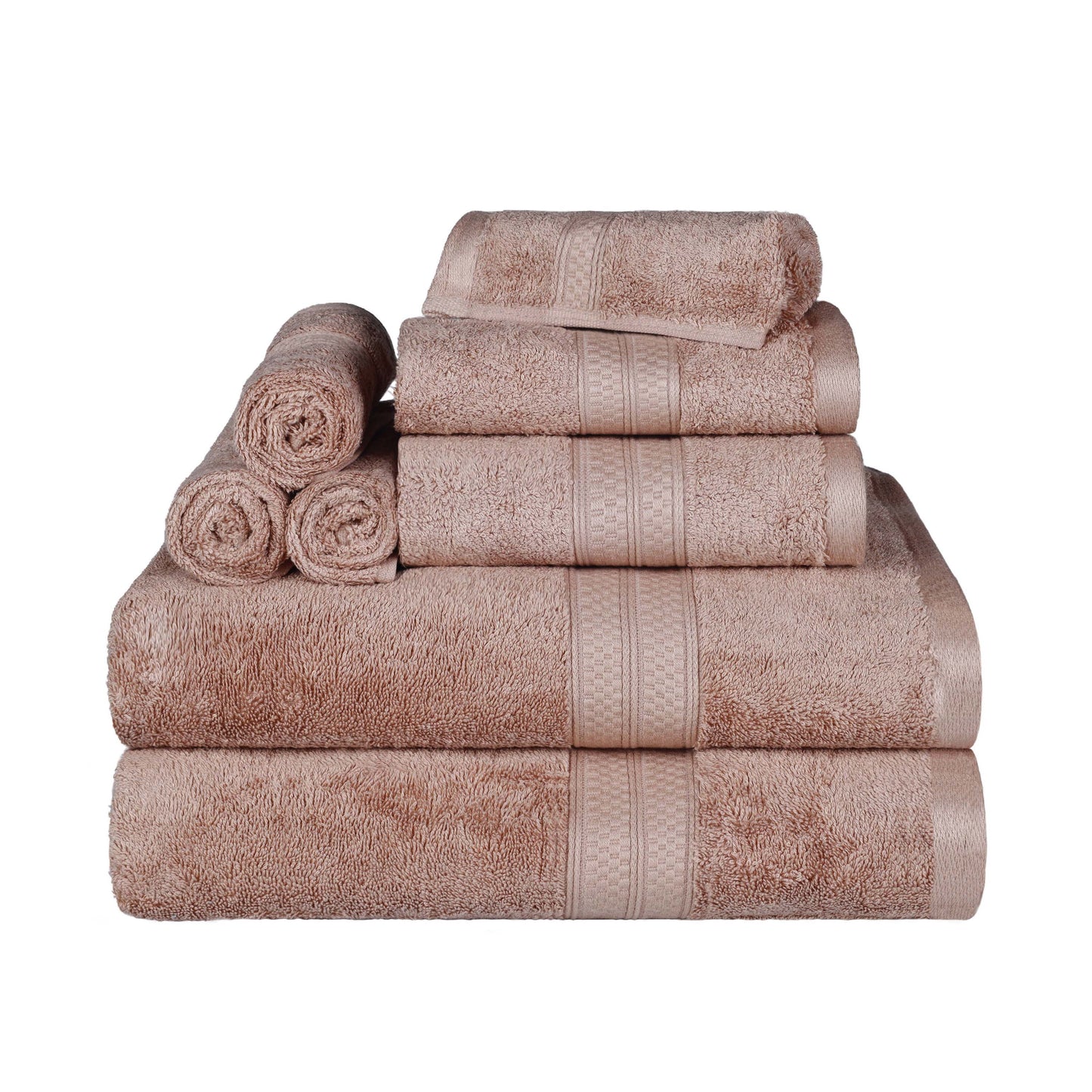 Ultra-Soft Rayon from Bamboo Cotton Blend 8 Piece Towel Set - Sand