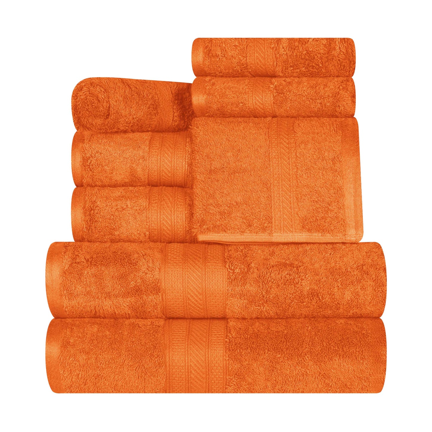 Cotton Heavyweight Absorbent Plush 8 Piece Towel Set - Sandstone