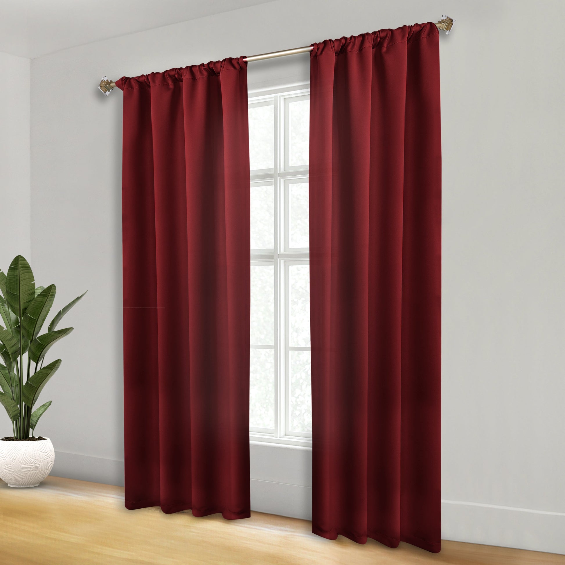 Solid Room Darkening Rod Pocket Blackout Curtain Panels, Set of 2 - Sangaria