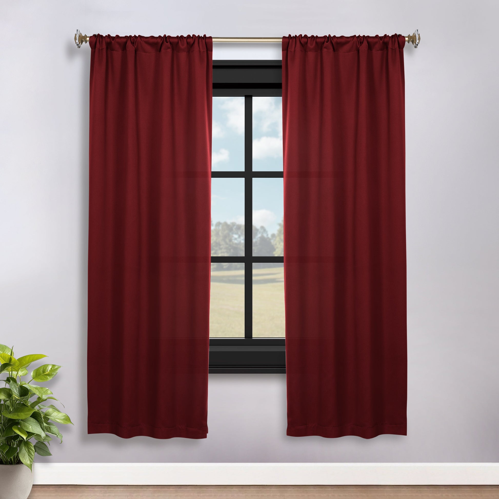 Solid Room Darkening Rod Pocket Blackout Curtain Panels, Set of 2 - Sangaria