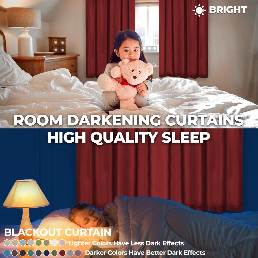 Solid Machine Washable Room Darkening Blackout Curtains, Set of 2 - Sangaria