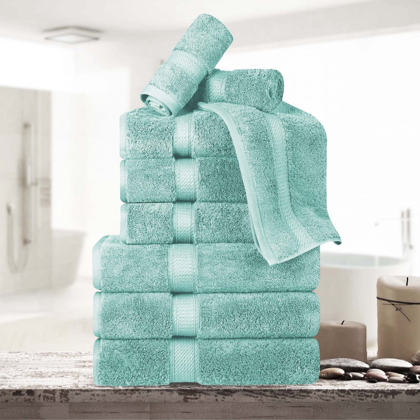 Madison Egyptian Cotton Pile Plush Heavyweight 9 Piece Towel Set