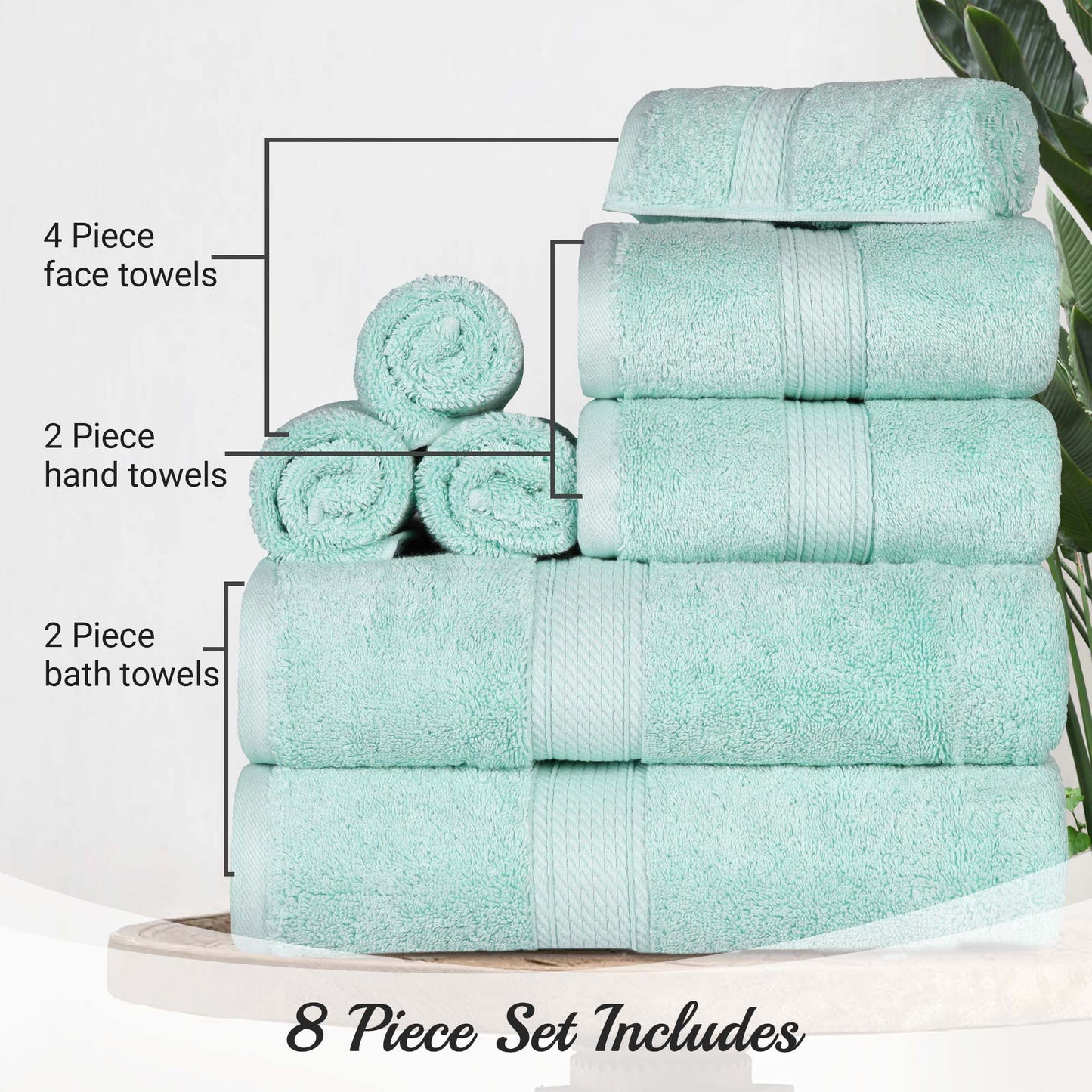Madison Egyptian Cotton Pile Plush Heavyweight 8 Piece Towel Set