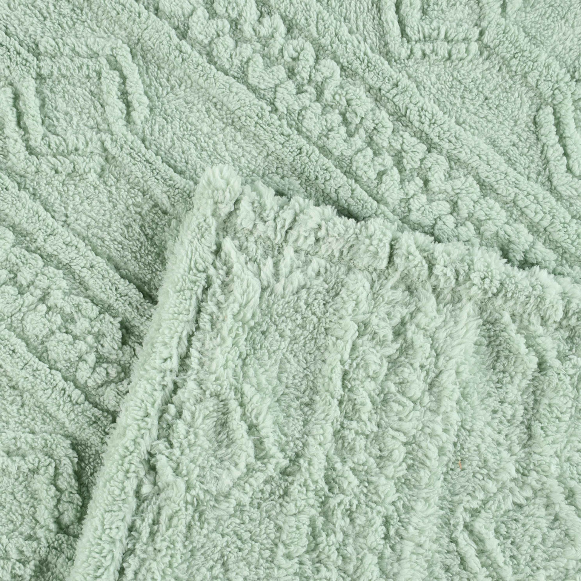 Arctic Boho Knit Jacquard Fleece Plush Medium Weight Fluffy Blanket - Seafoam