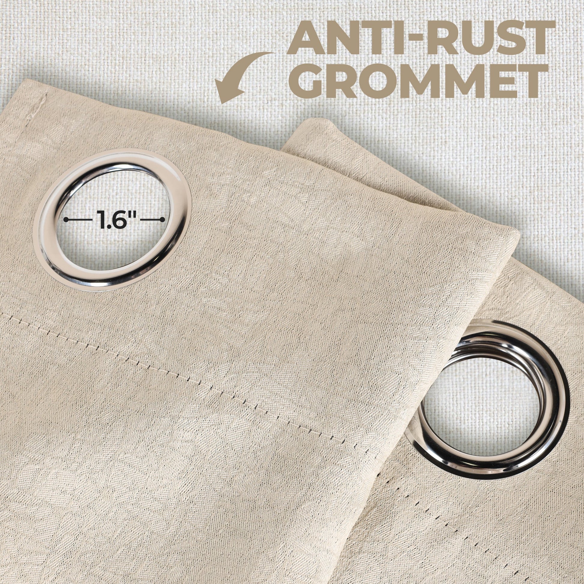 Blackout Senna Solid Textured Grommet Curtain Panels - Beige