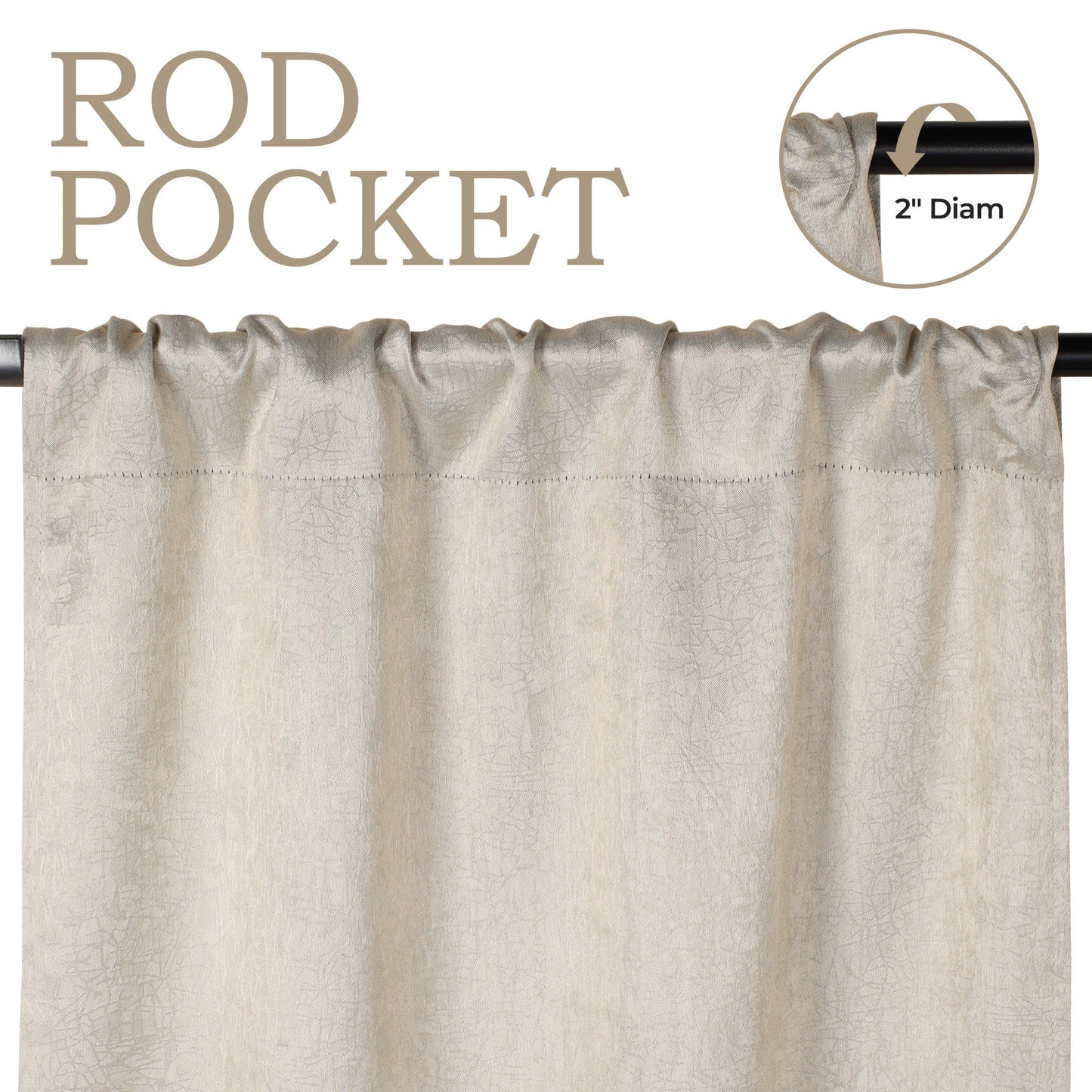 Blackout Senna Solid Textured Grommet Curtain Panels - Beige