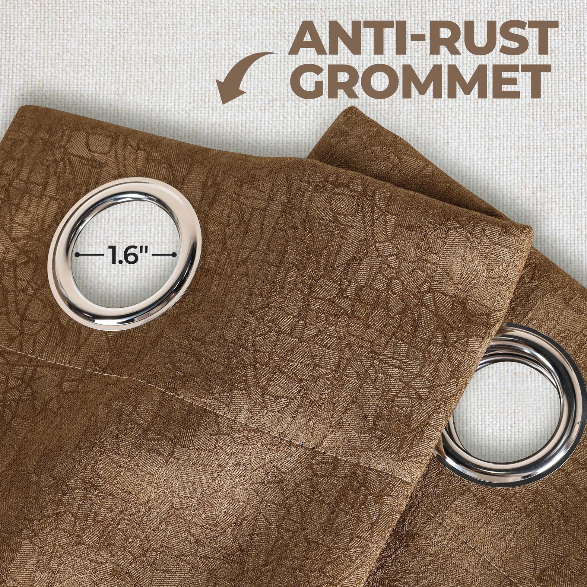 Blackout Senna Solid Textured Grommet Curtain Panels - Bronze Olive