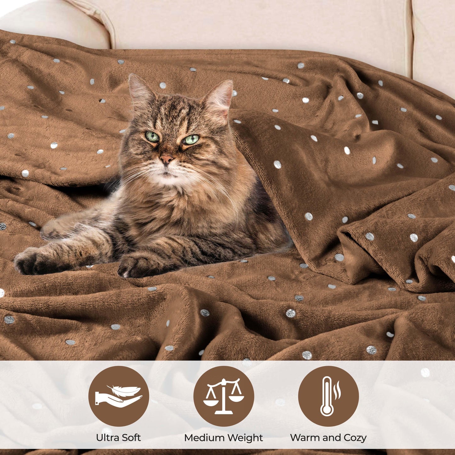 Fleece Plush Medium Weight Fluffy Soft Decorative Blanket Or Throw - Sepia