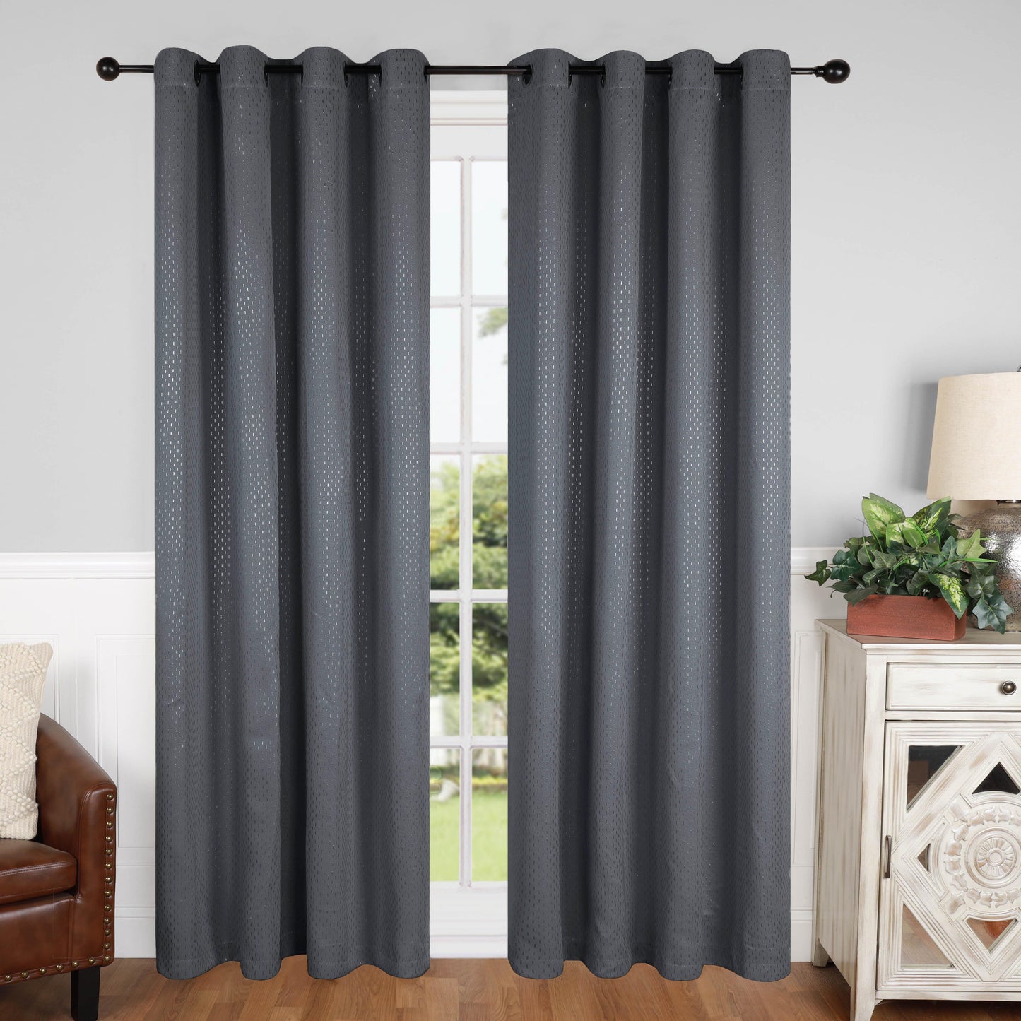 Modern Shimmer Washable Room Darkening Blackout Curtains, Set of 2