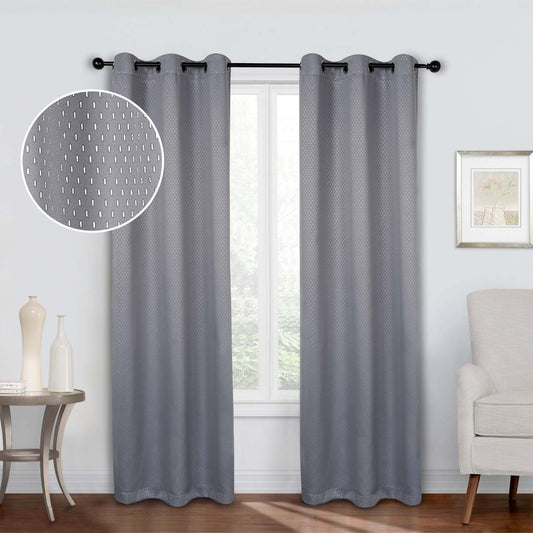 Blackout Solid Shimmer Grommet Curtain Panel Set 42" - Silver