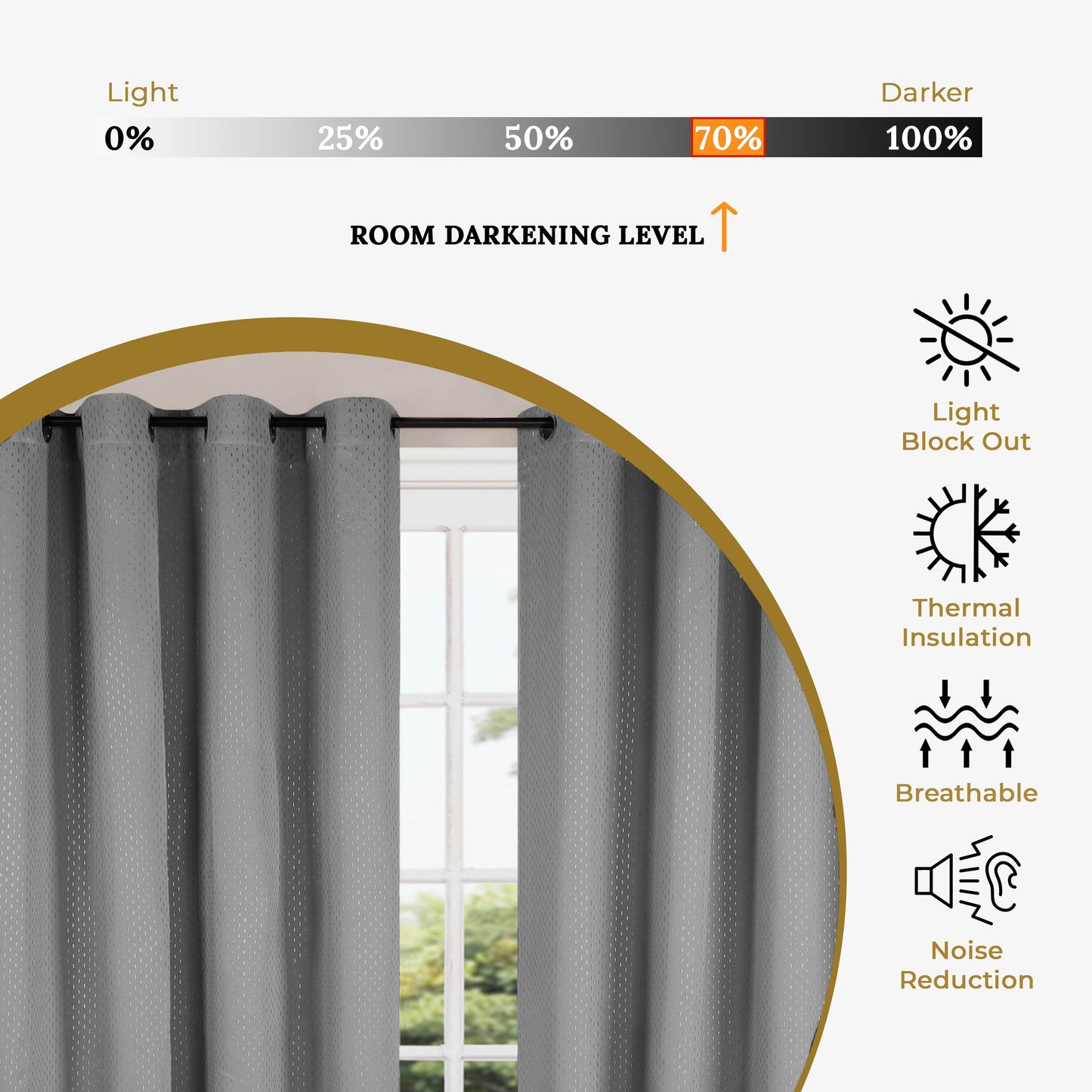 Blackout Solid Shimmer Grommet Curtain Panel Set 42" - Silver