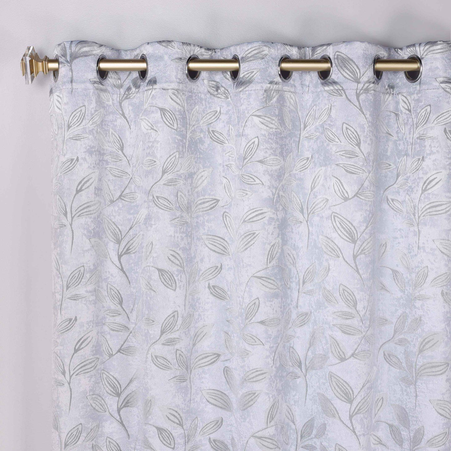 Leaves Room Darkening Grommet Blackout Curtain Panels, Set of 2 - Silver
