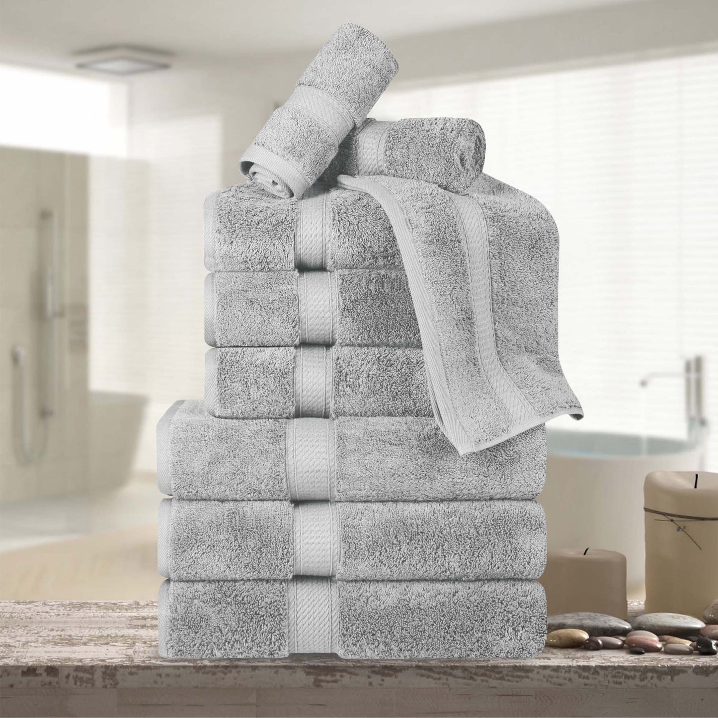Madison Egyptian Cotton Pile Plush Heavyweight 9 Piece Towel Set