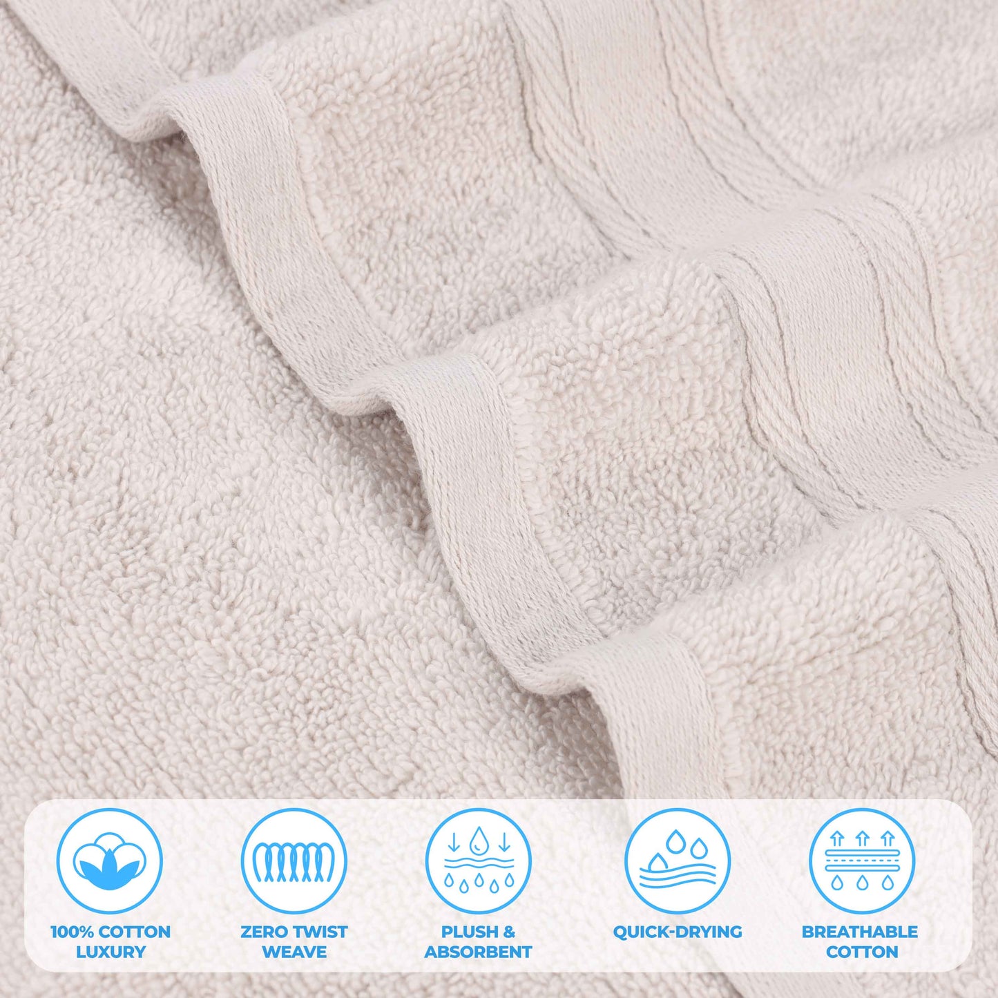 Belmont Zero Twist Cotton Medium Weight 3 Piece Towel Set