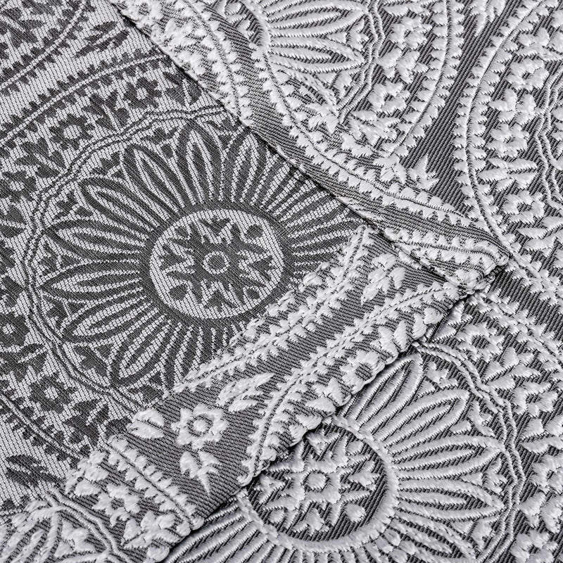 Eminence Jacquard Floral Medallion Grommet Curtain Panels (Set of 2) - Silver