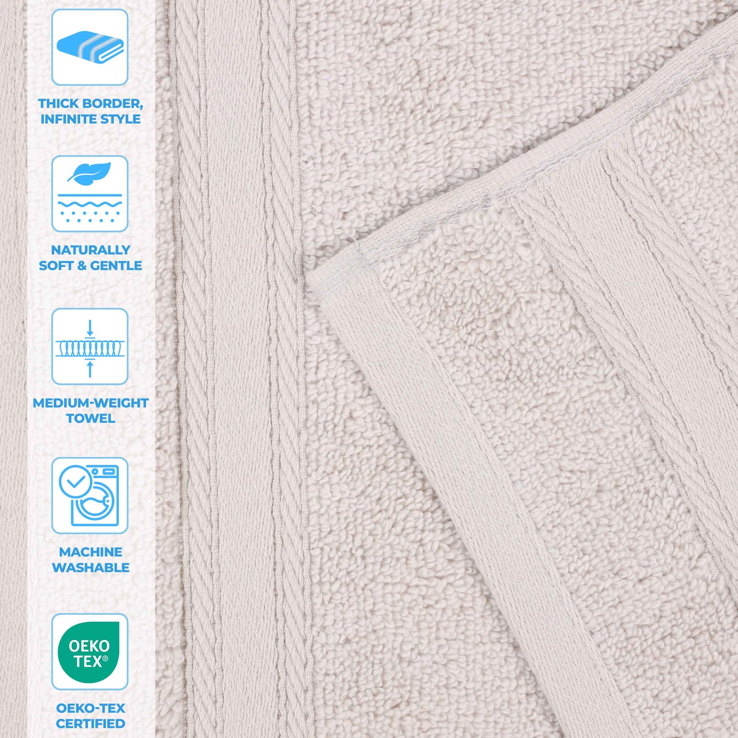 Belmont Zero Twist Cotton Medium Weight 3 Piece Towel Set