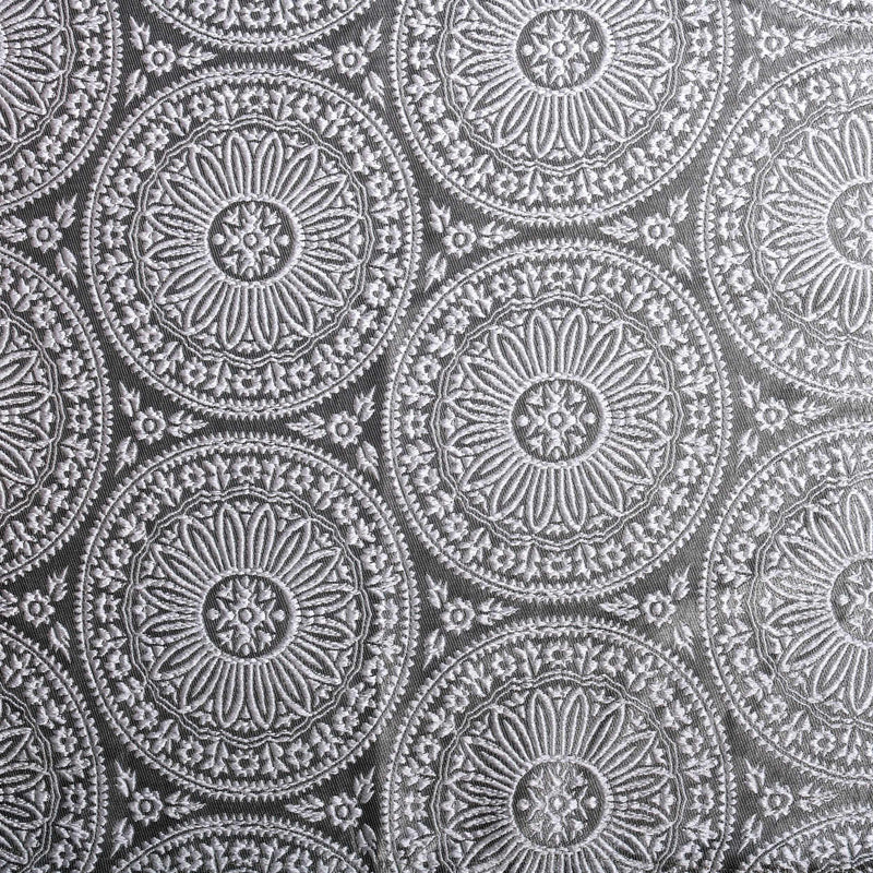 Eminence Jacquard Floral Medallion Grommet Curtain Panels (Set of 2) - Silver