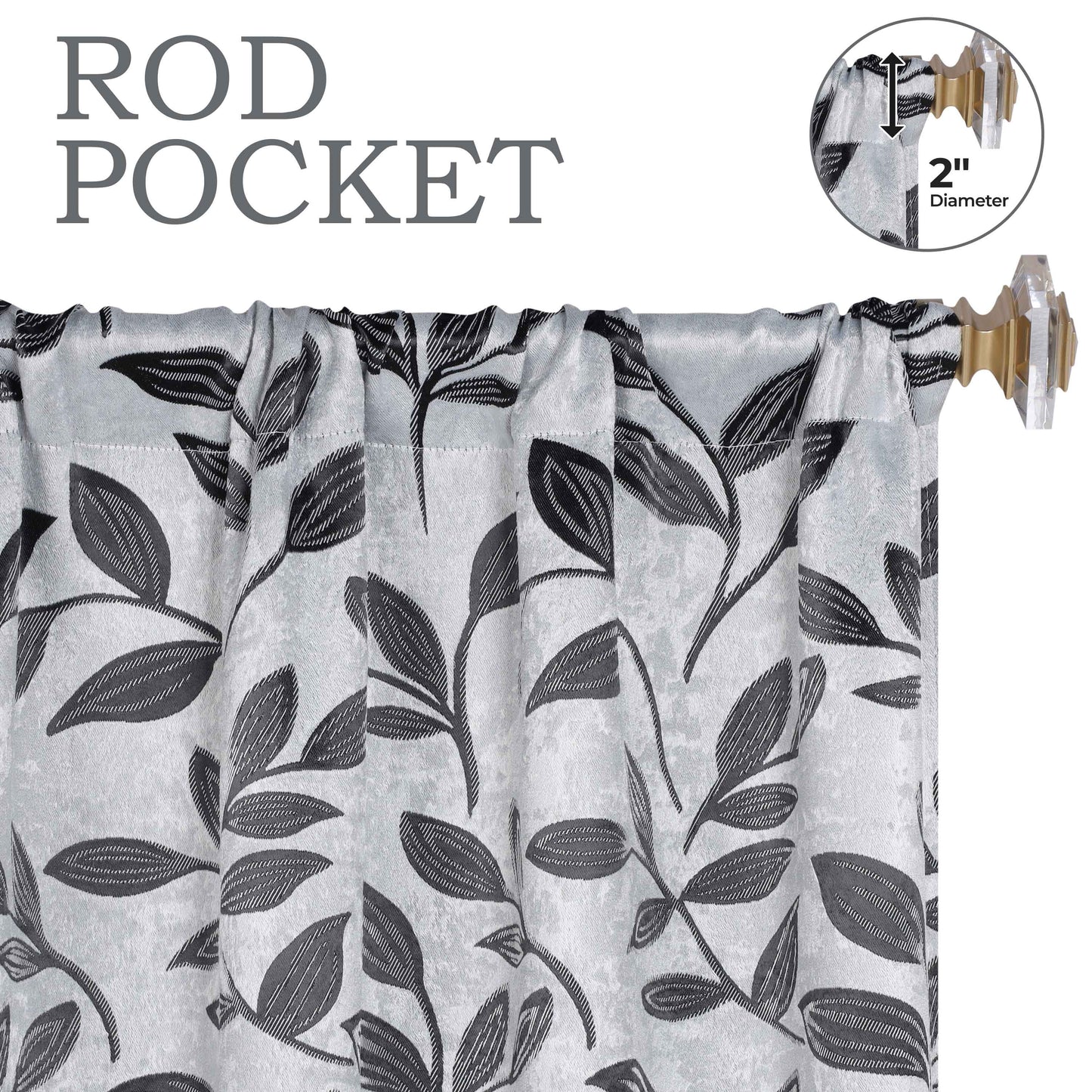 Leaves Room Darkening Washable Blackout Curtain Panels, Set of 2