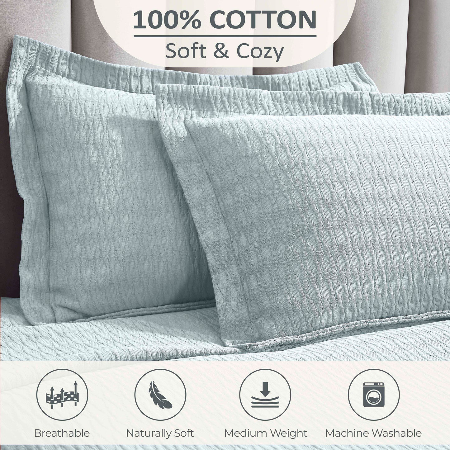 Superior Calvert Cotton Matelasse Weave Diamond Lattice Bedspread Set