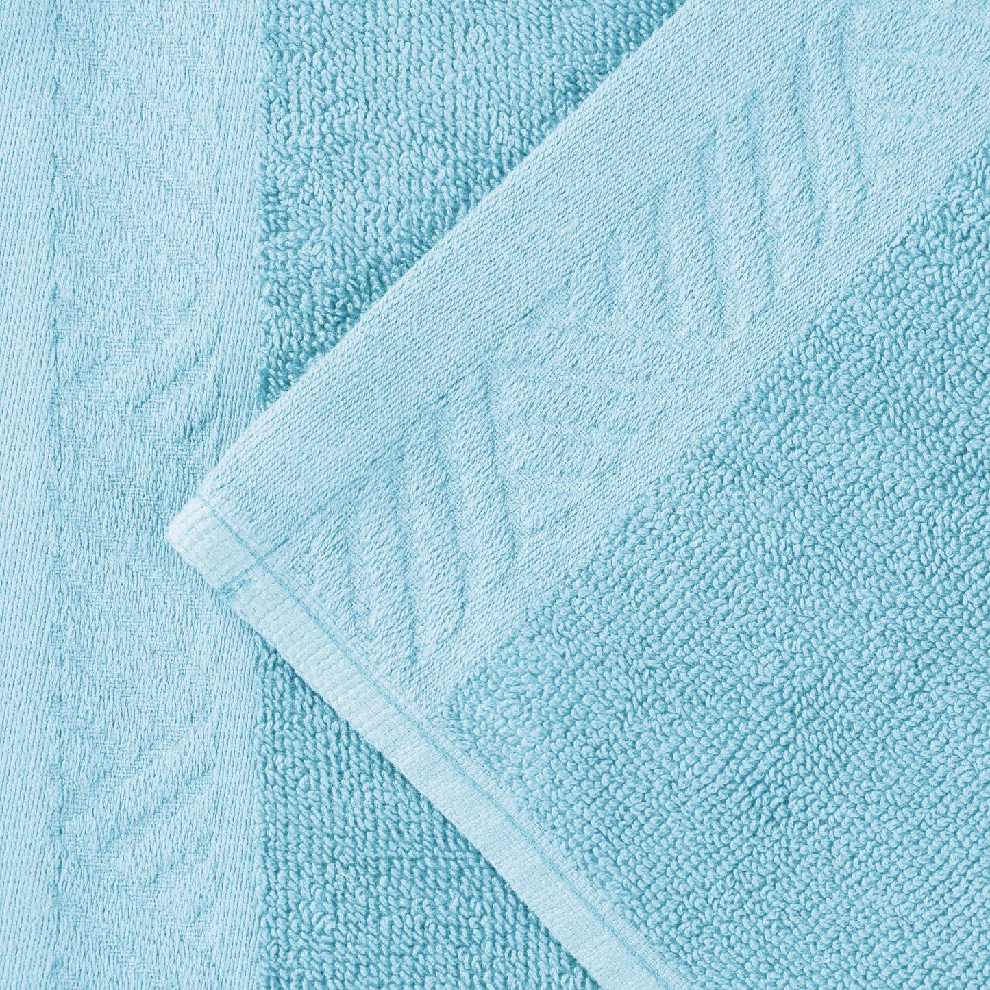 Basketweave Egyptian Cotton Solid 3 Piece Assorted Towel Set - SkyBlue