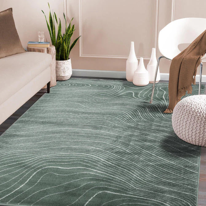 Veer Modern Abstract Wood Grain Indoor Area Rug or Runner - Slate