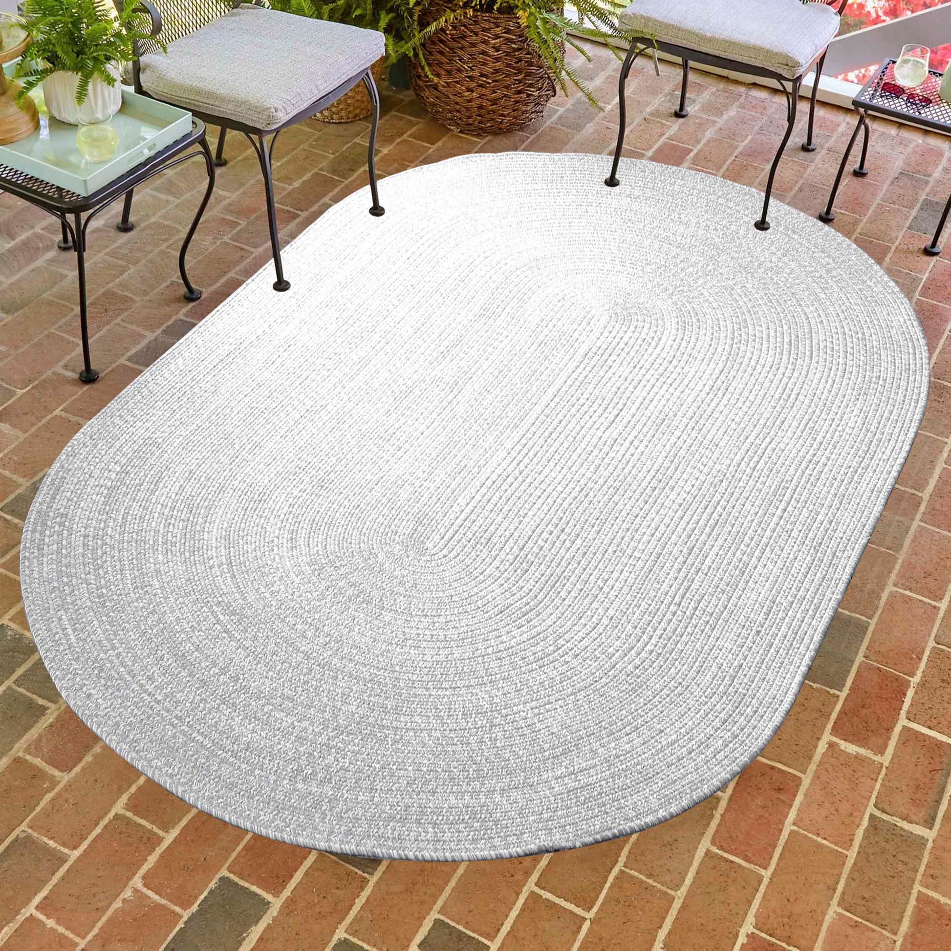 Reversible Braided Eco-Friendly Area Rug Indoor Outdoor Rugs - Slate/White