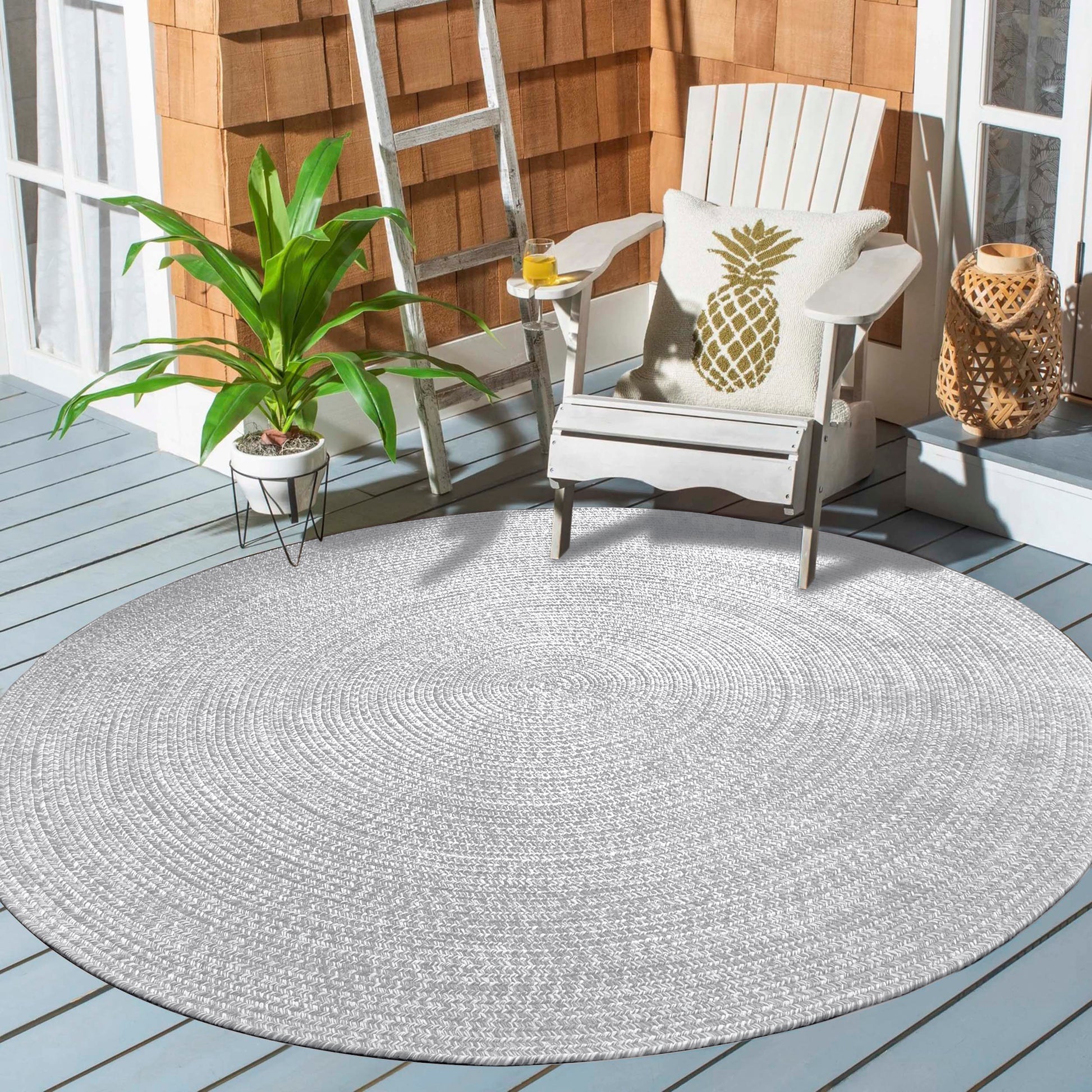 Reversible Braided Eco-Friendly Area Rug Indoor Outdoor Rugs - Slate/White