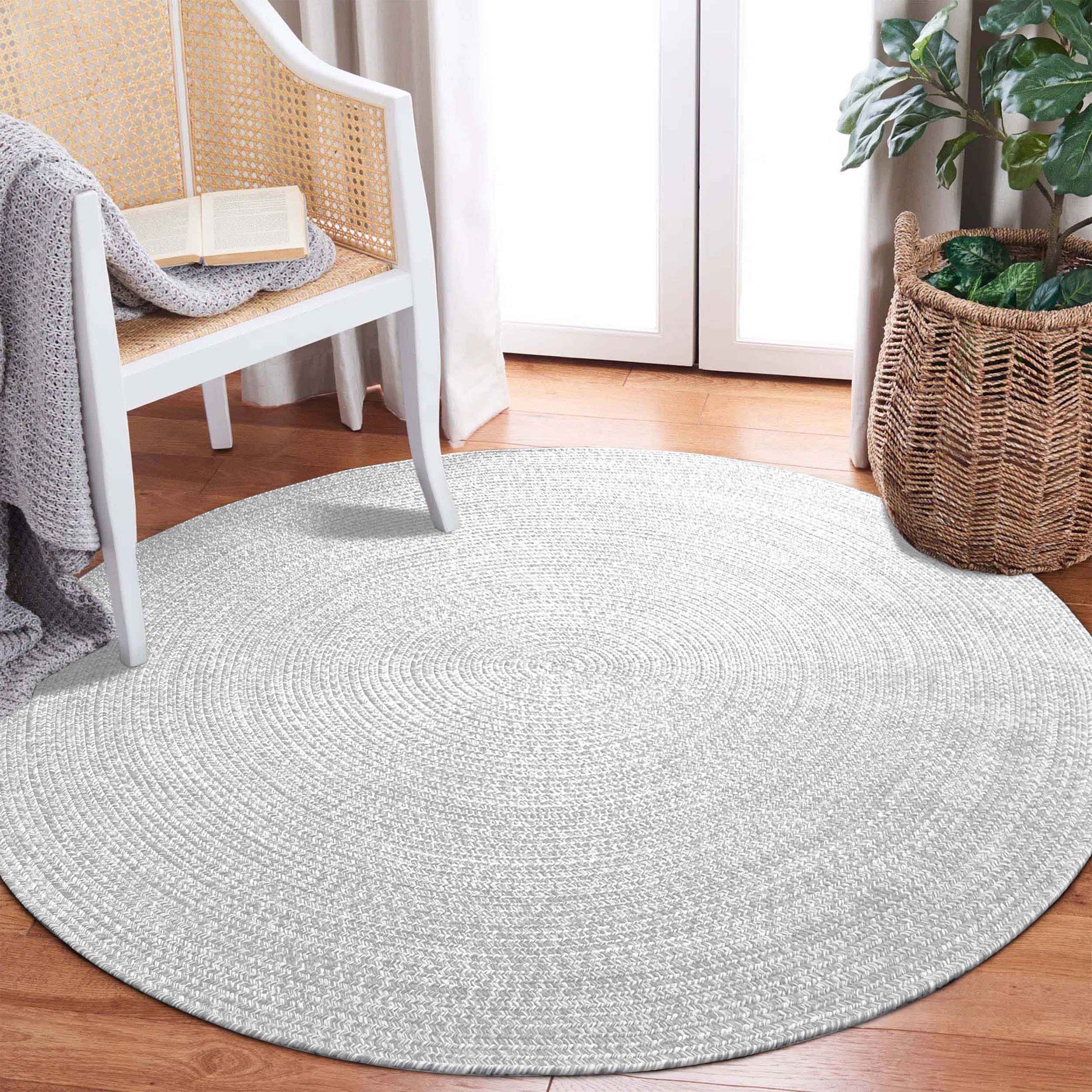 Reversible Braided Eco-Friendly Area Rug Indoor Outdoor Rugs - Slate/White