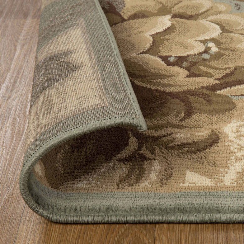Rinceau Traditional Oversized Floral Border Indoor Area Rug or Runner - Slate