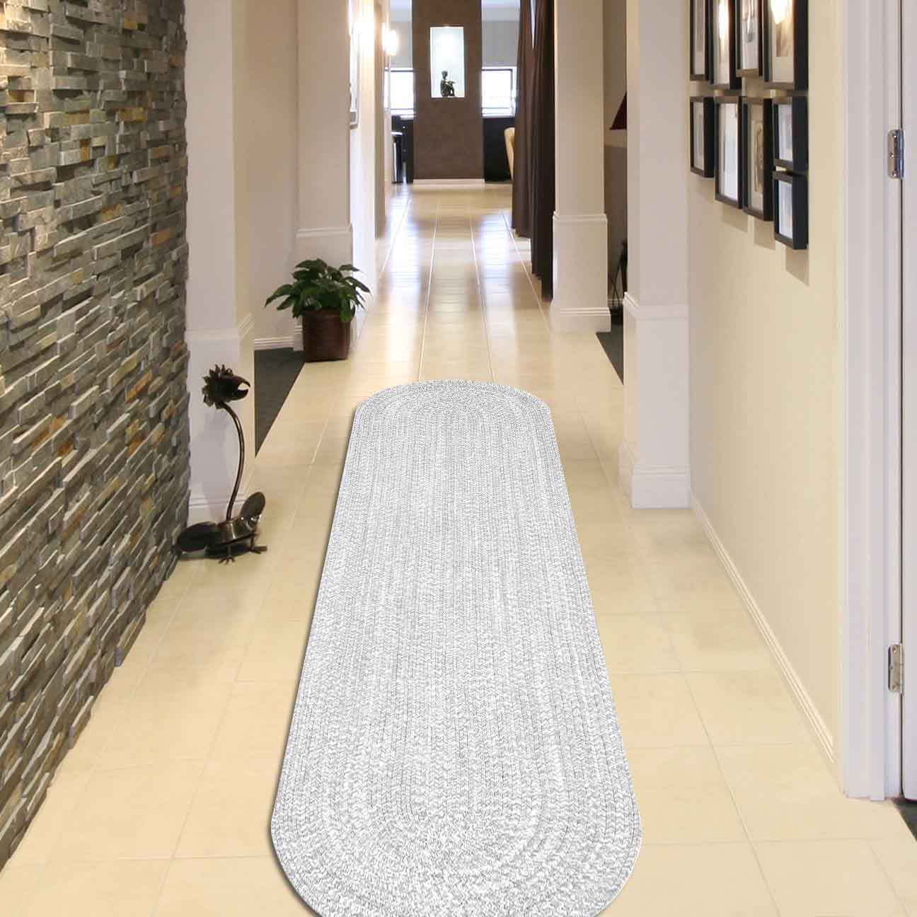 Reversible Braided Eco-Friendly Area Rug Indoor Outdoor Rugs - Slate/White