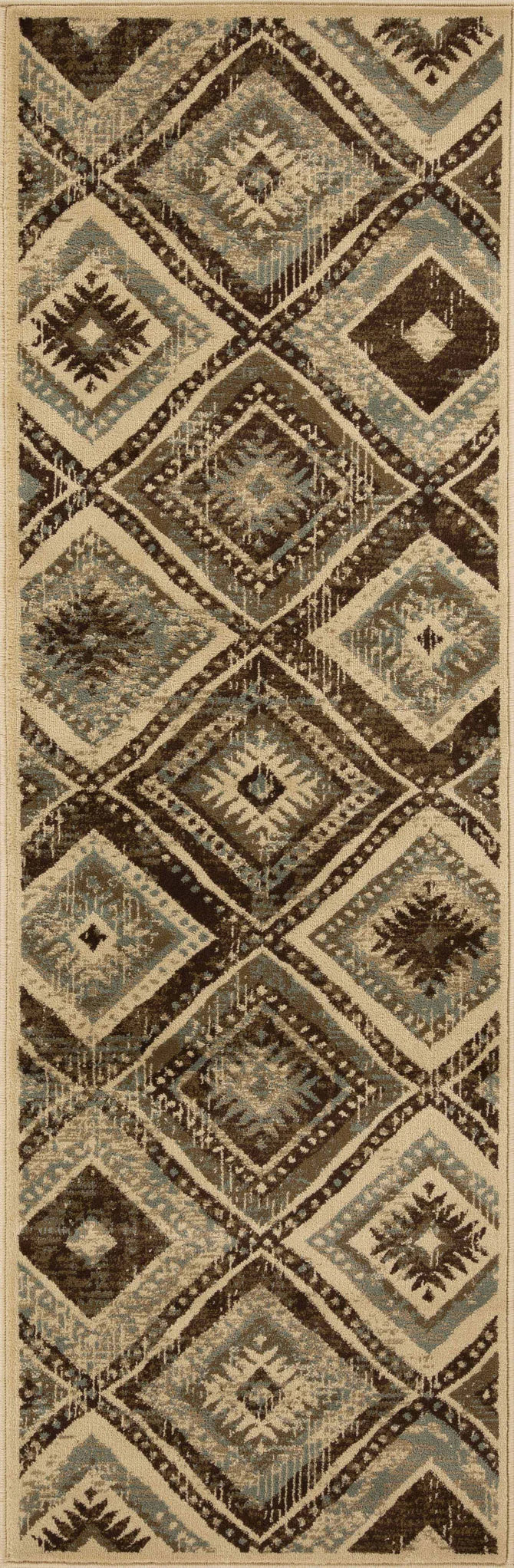 Losange Farmhouse Southwestern Diamonds Indoor Area Rug or Runner - Slate