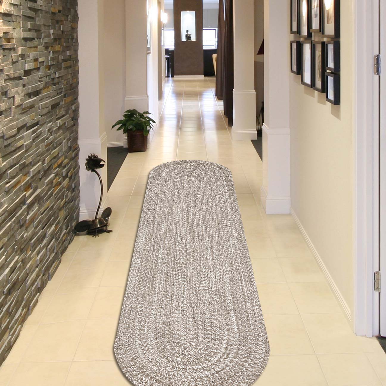 Reversible Braided Eco-Friendly Area Rug Indoor Outdoor Rugs - SlateWhite