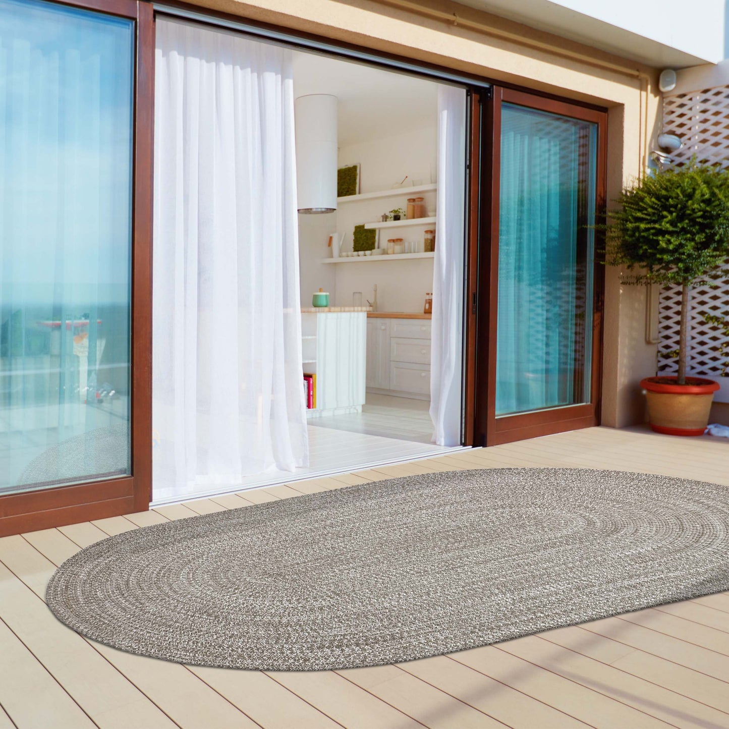 Reversible Braided Eco-Friendly Area Rug Indoor Outdoor Rugs - SlateWhite