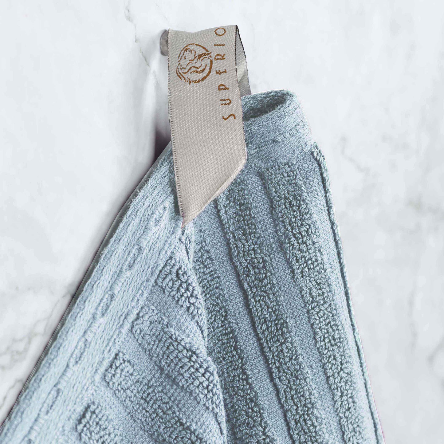 Ribbed Textured Cotton Medium Weight 6 Piece Towel Set - SlateBlue