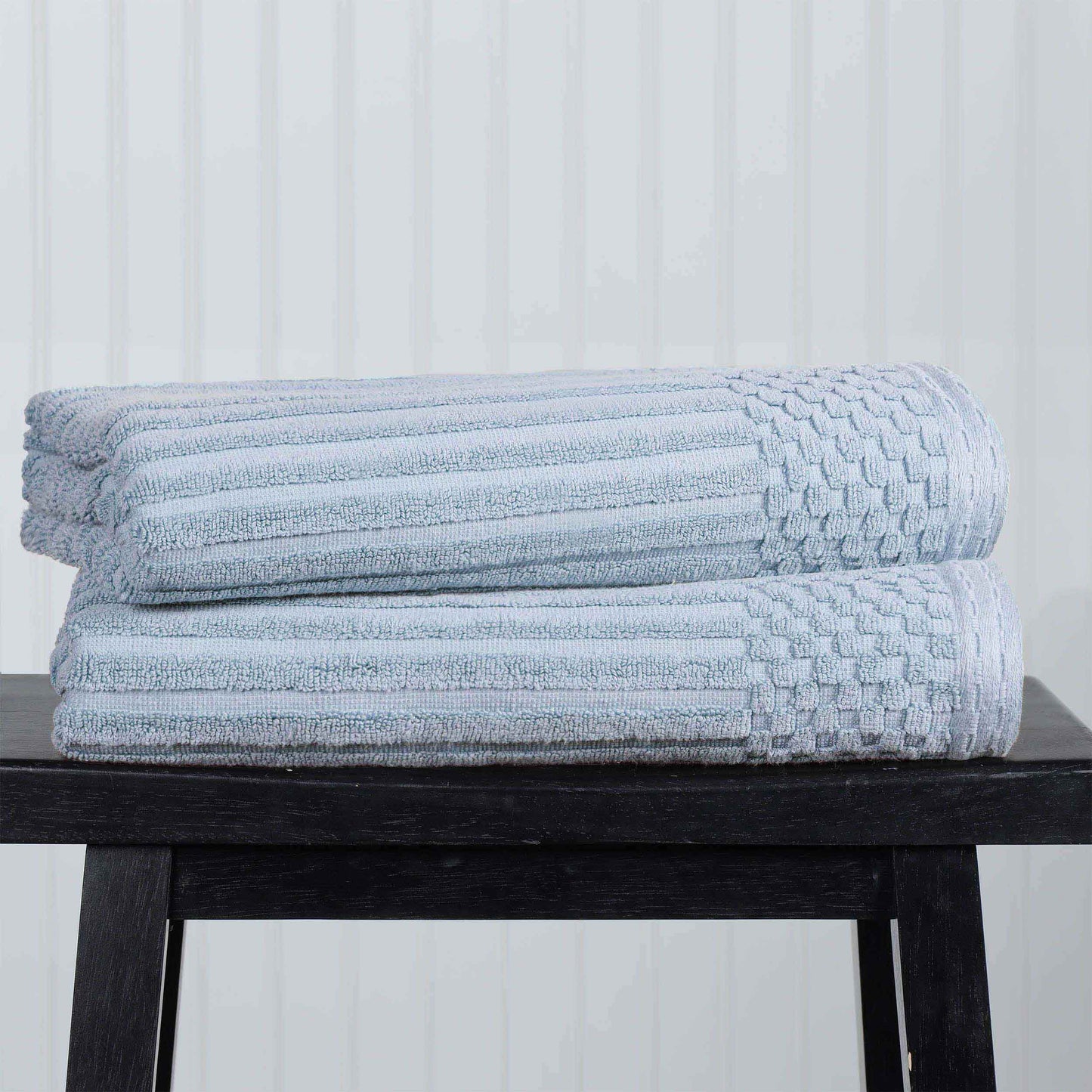 Soho Ribbed Textured Cotton Ultra-Absorbent Bath Towel Set - SlateBlue