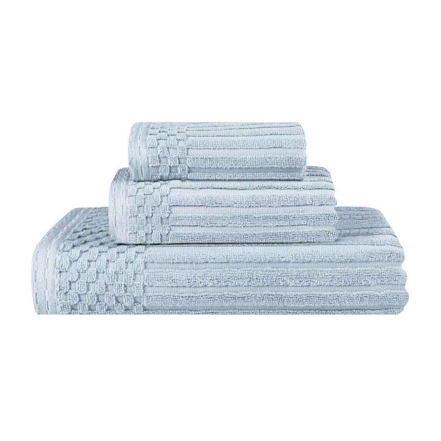 Soho Ribbed Cotton Absorbent 3 Piece Assorted Towel Set - SlateBlue