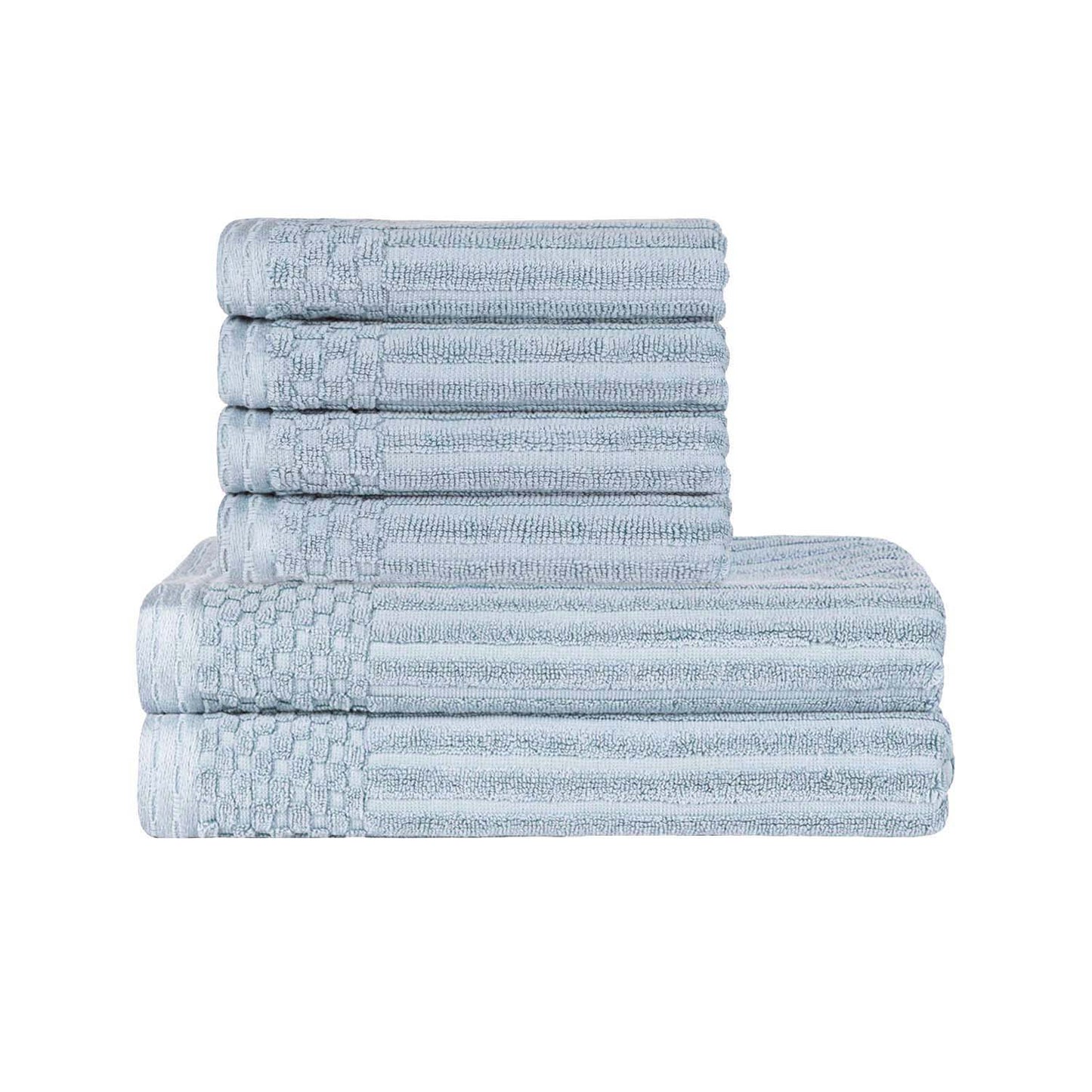 Superior Soho Ribbed Textured Cotton Ultra-Absorbent Hand and Bath Towel Set - SlateBlue