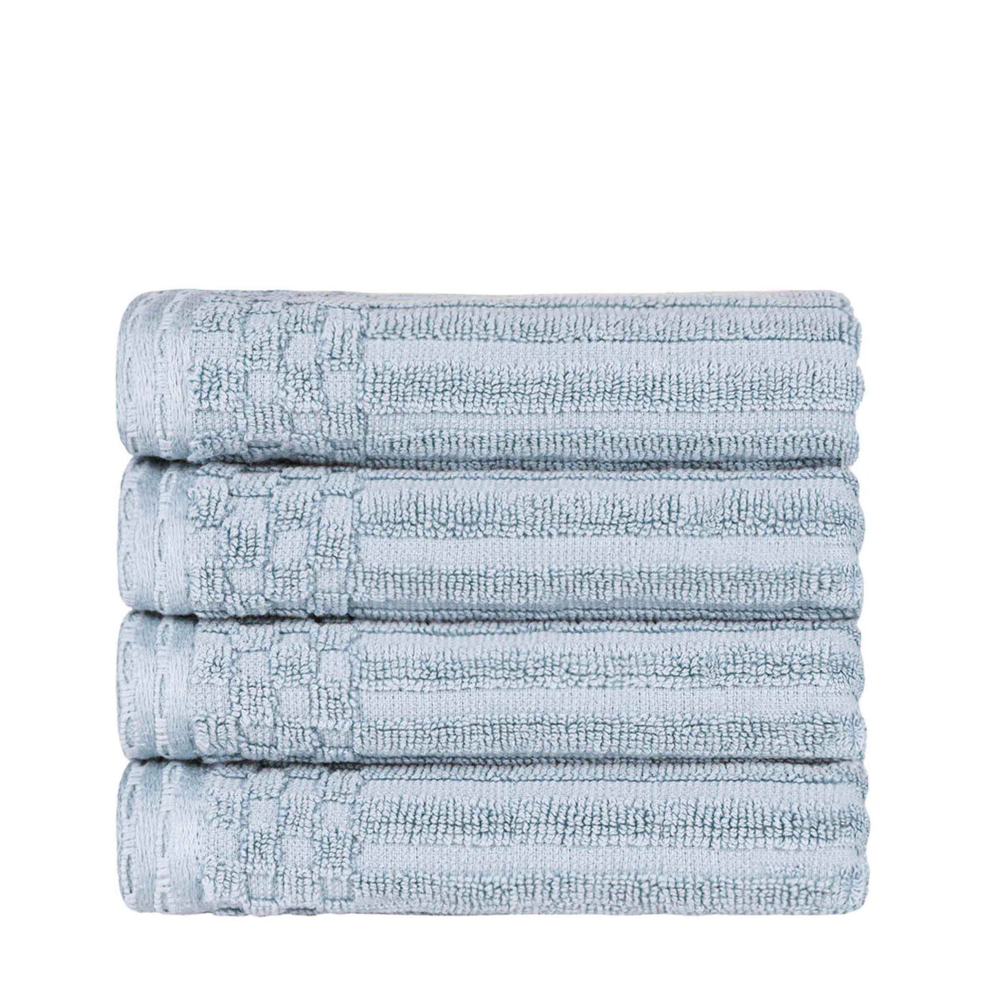 Ribbed Textured Cotton Ultra-Absorbent 4 Piece Hand Towel Set - SlateBlue