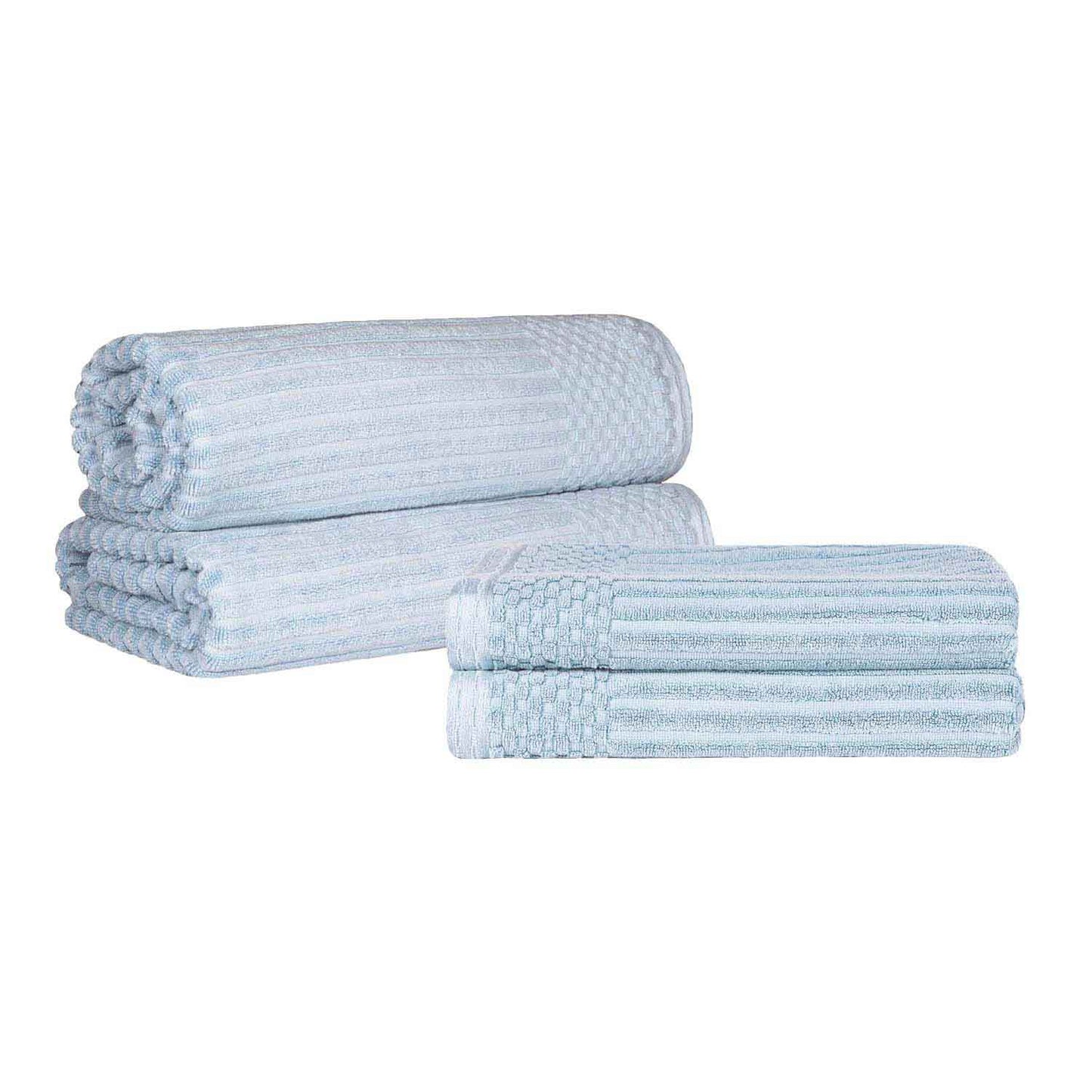 Superior Soho Ribbed Textured Cotton Ultra-Absorbent Bath Sheet & Bath Towel Set - SlateBlue