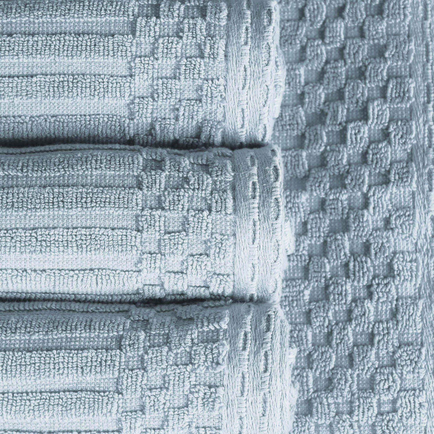 Ribbed Textured Cotton Medium Weight 6 Piece Towel Set - SlateBlue