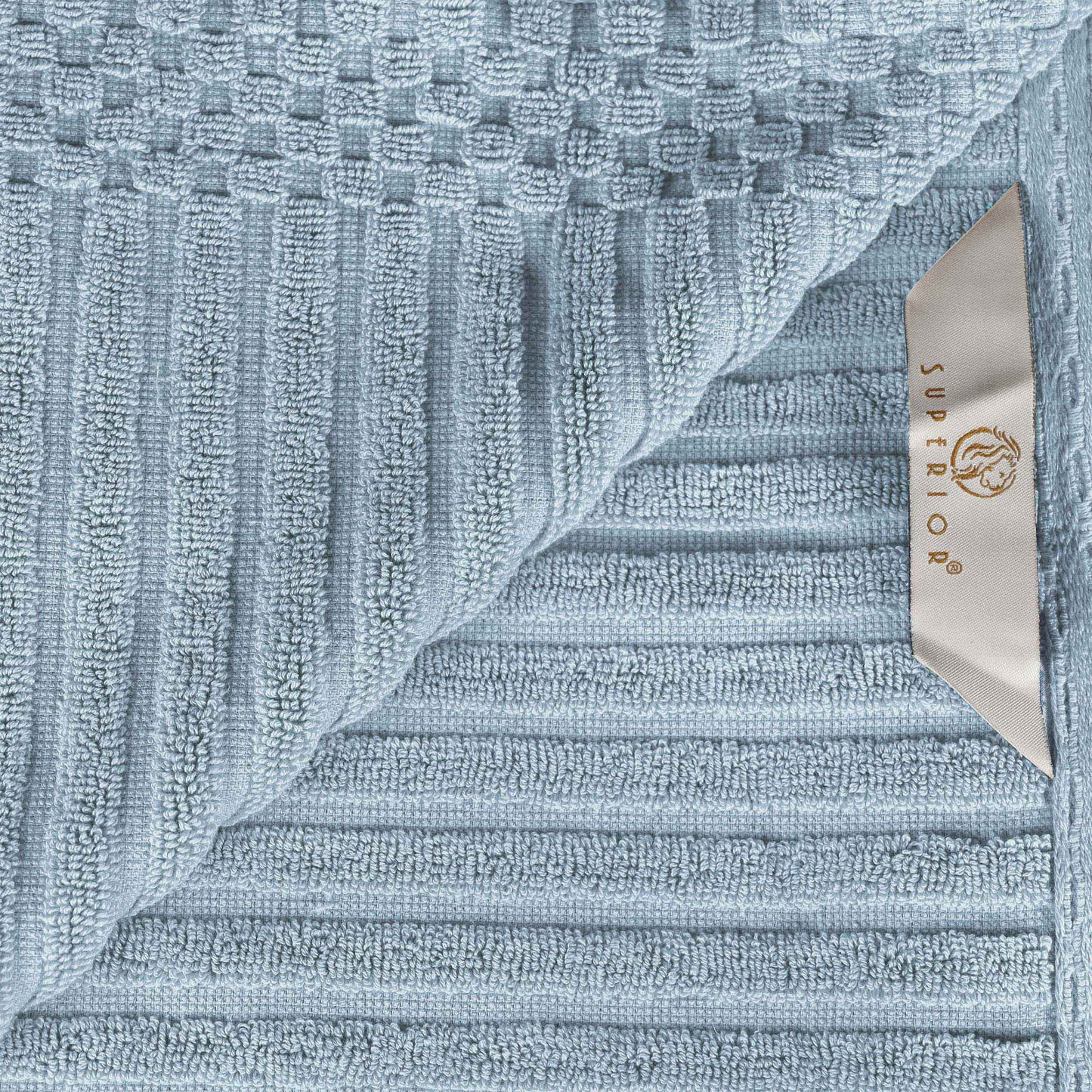 Ribbed Textured Cotton Medium Weight 6 Piece Towel Set - SlateBlue