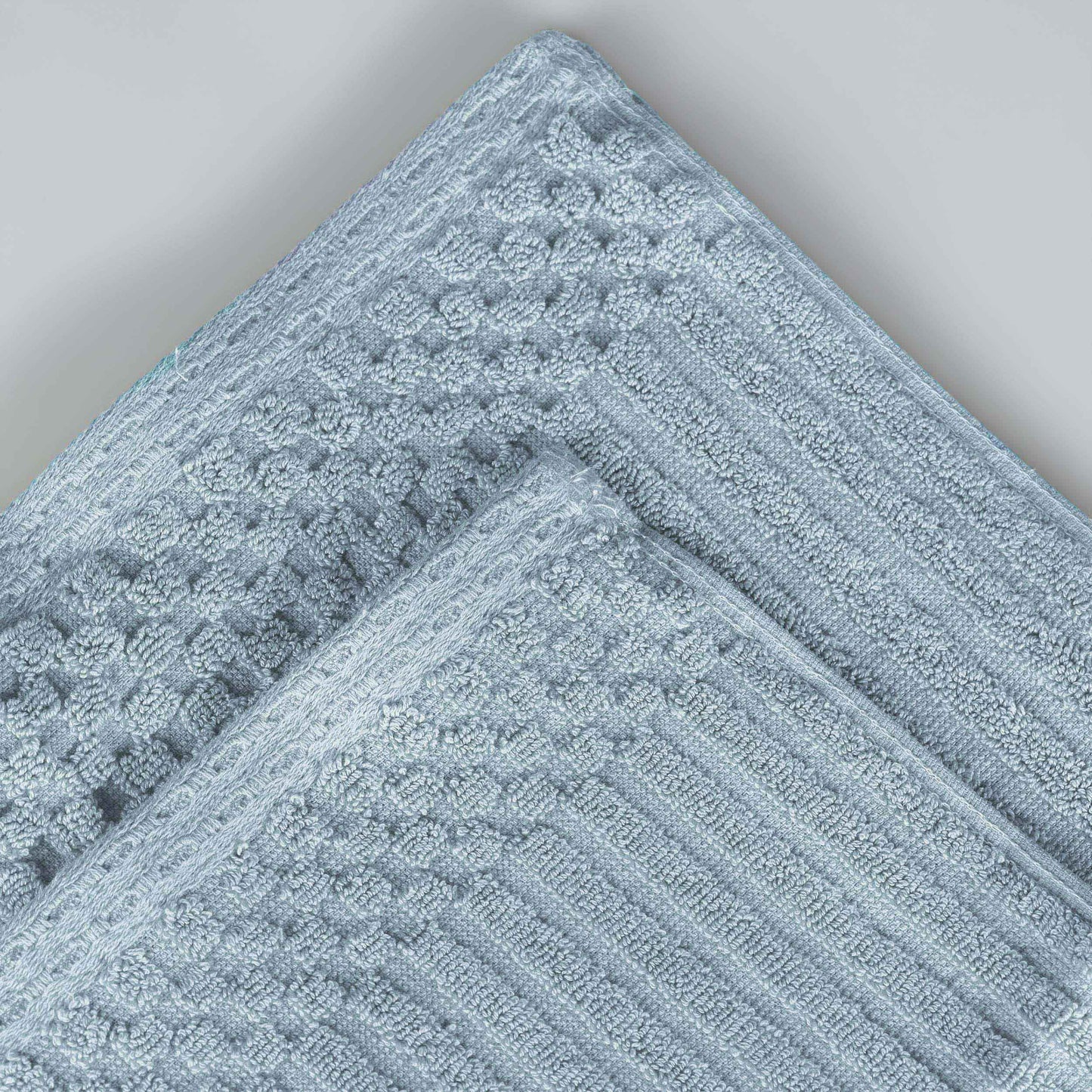 Ribbed Textured Cotton Medium Weight 6 Piece Towel Set - SlateBlue