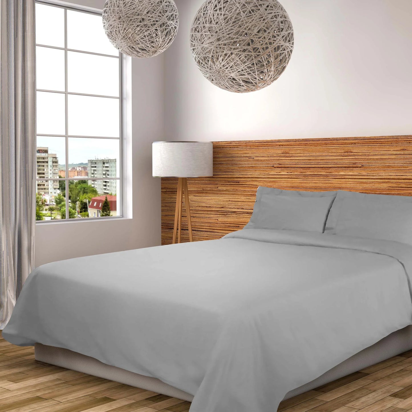 Cotton Percale Modern Traditional Duvet Cover Set - SmokedPearl