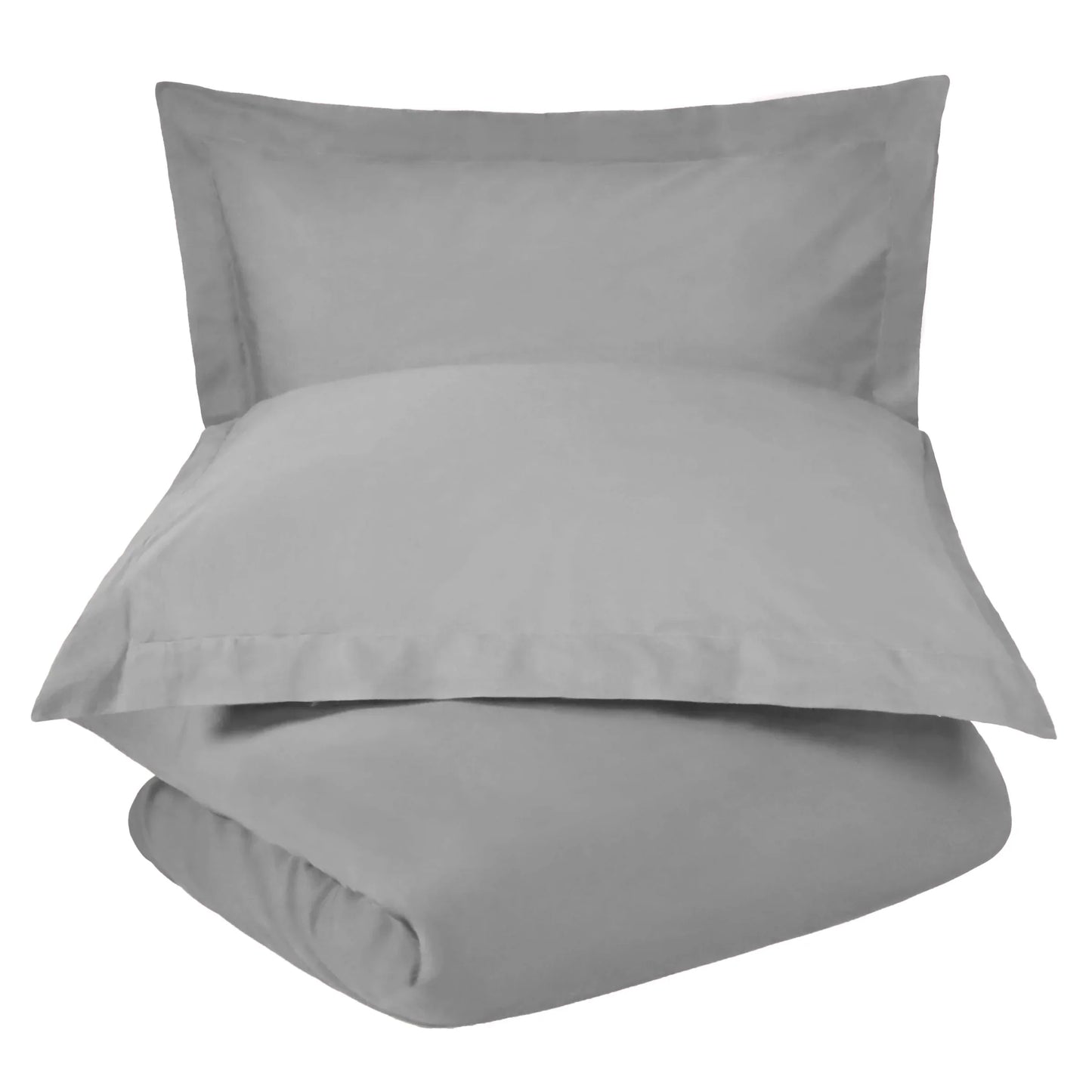 Cotton Percale Modern Traditional Duvet Cover Set - SmokedPearl