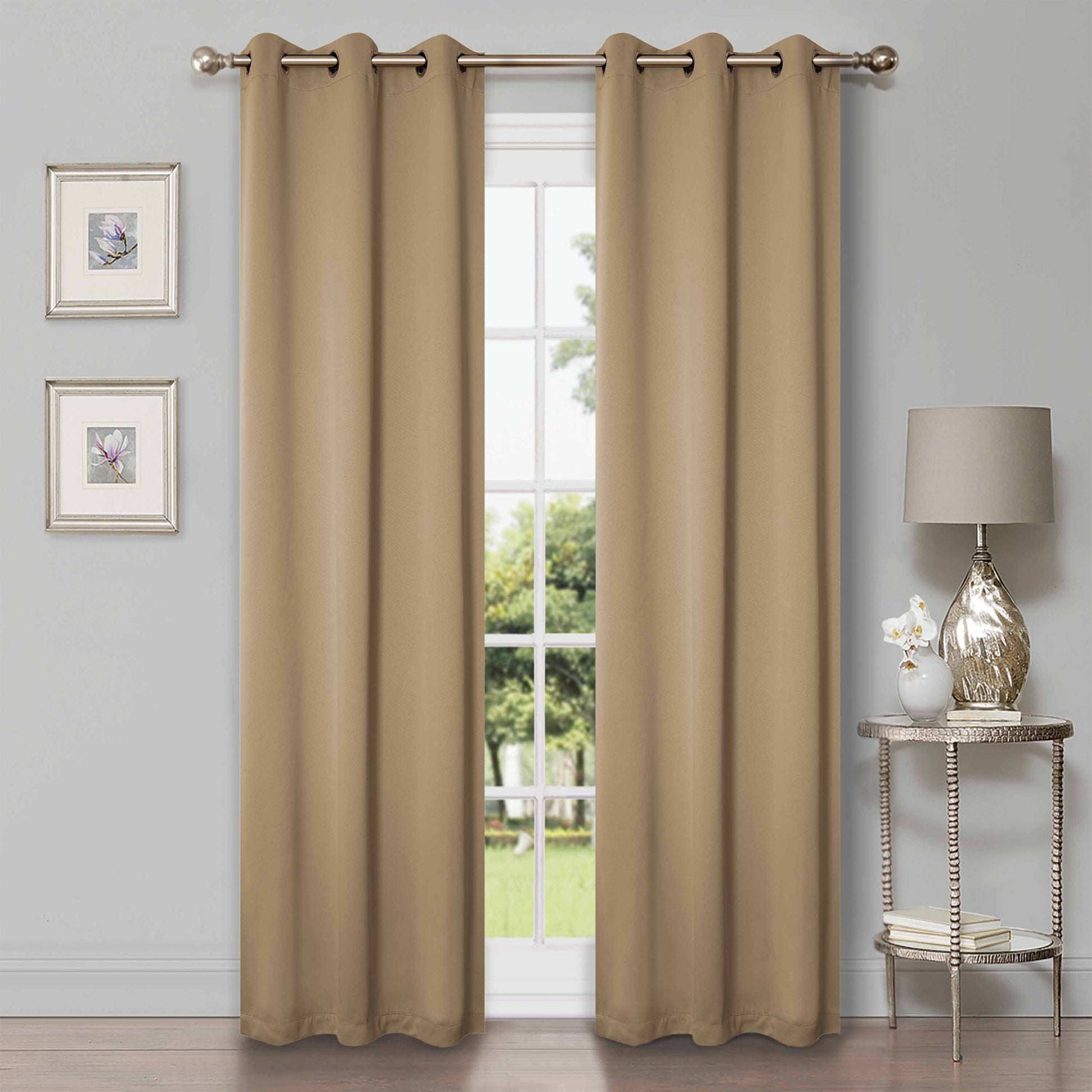 Solid Machine Washable Room Darkening Blackout Curtains, Set of 2 - SmokeyAsh