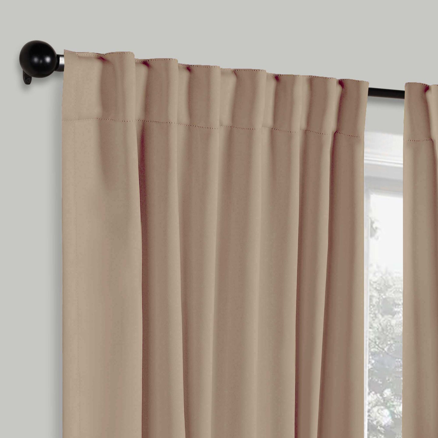 Solid Room Darkening Blackout Curtain Panels, Back Tabs, Set of 2 - SmokeyAsh