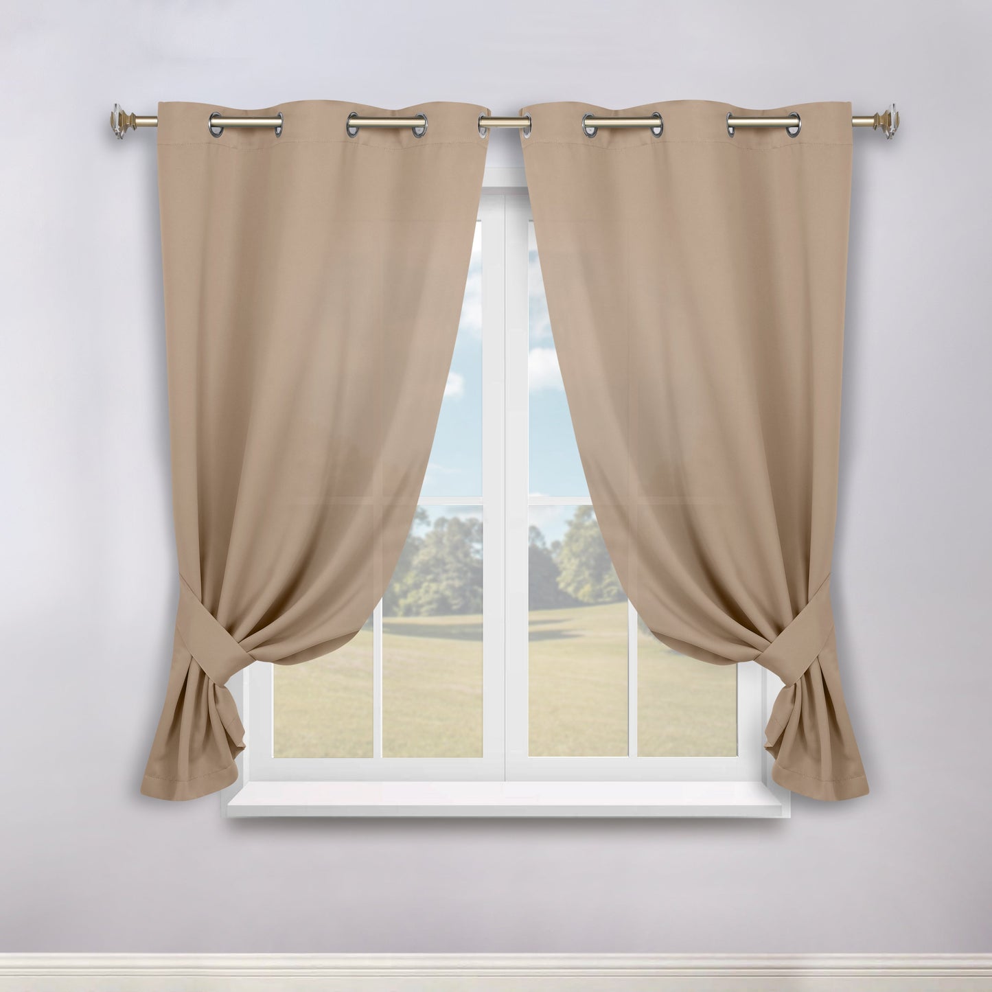Classic Modern Solid Room Darkening Blackout Curtain Panels, Set of 2
