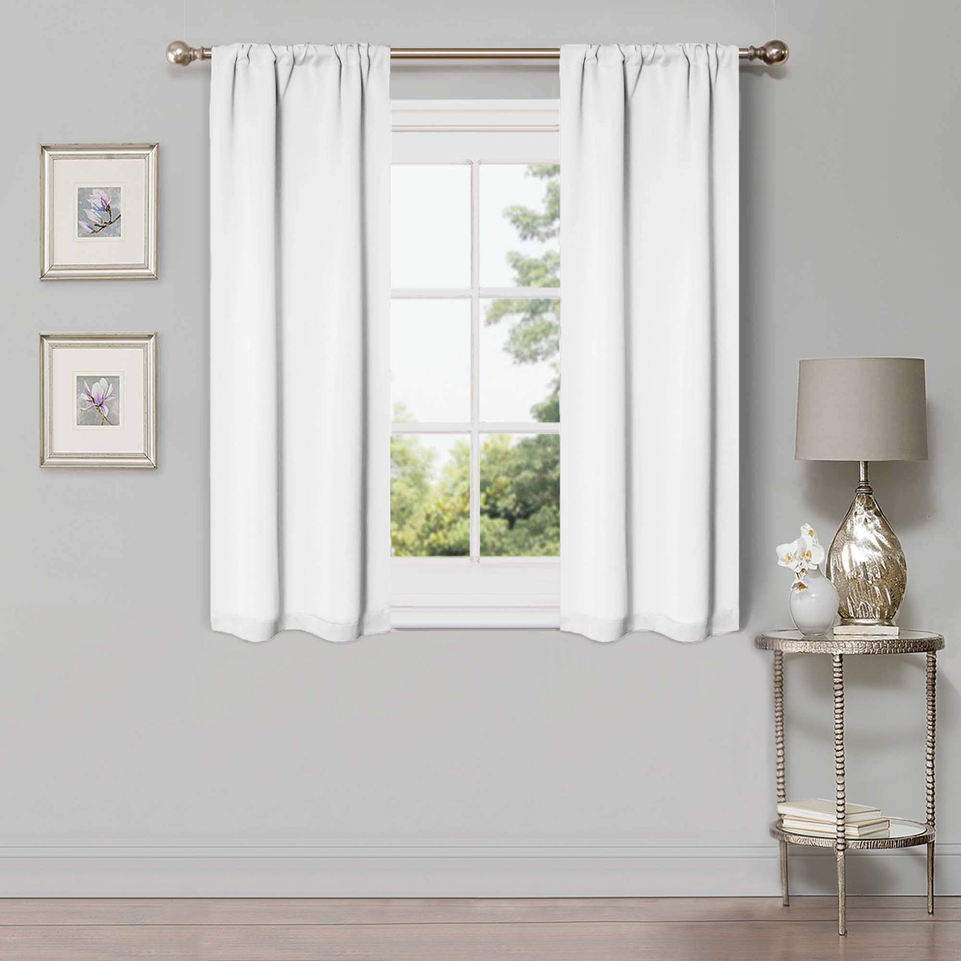 Solid Machine Washable Room Darkening Blackout Curtains, Set of 2 - SnowWhite