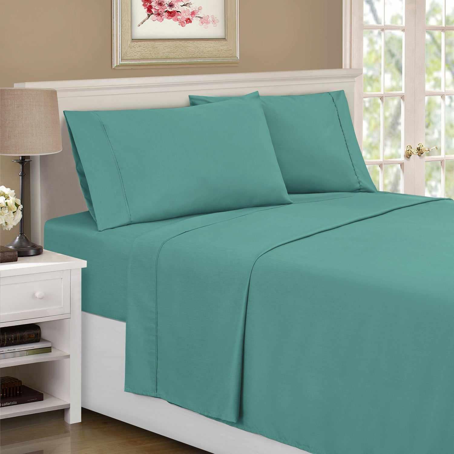 Superior Solid Rayon From Bamboo and Microfiber Blend Sheet Set - Teal